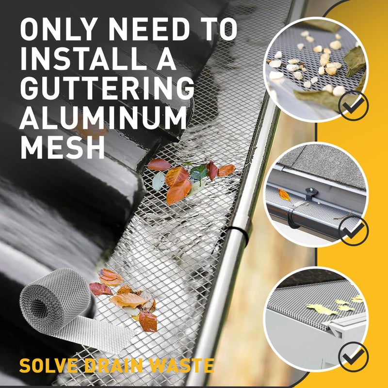 EUSTREER Aluminum Gutter Guard 5 Inch x 50 Feet Roll  Aluminum Leaf Filter Gutter Protection  Leaf Guard Protects from Branches  Leaves  Debris  Easy Install  Does Not Rust - Image 4